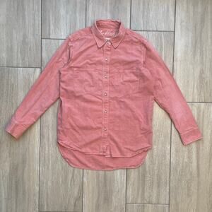 Madewell Relaxed Fit Button Up Shirt Small Washed Coral Pink Cotton Utility